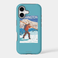 Skier Carrying Snow Skis - Washington