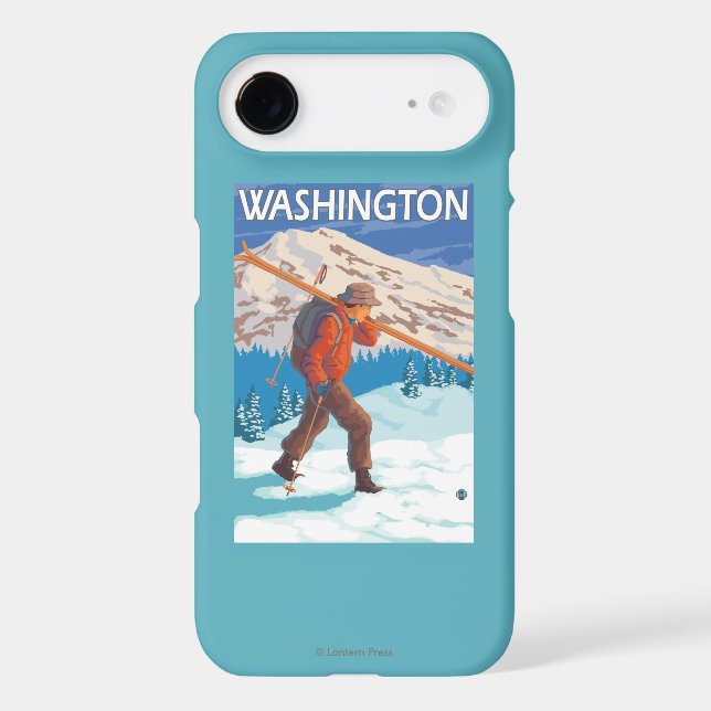 Skier Carrying Snow Skis - Washington Case-Mate iPhone Case (Back)
