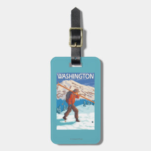 Skier Carrying Snow Skis - Washington Luggage Tag