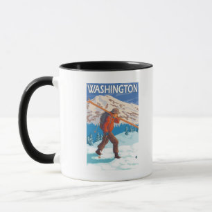 Skier Carrying Snow Skis - Washington Mug