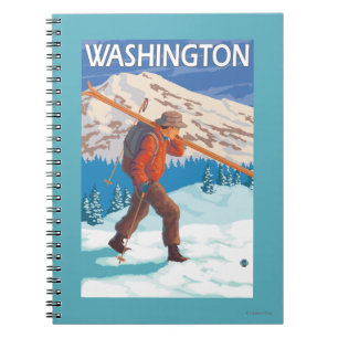 Skier Carrying Snow Skis - Washington Notebook