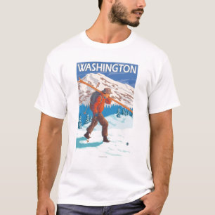 Skier Carrying Snow Skis - Washington T-Shirt