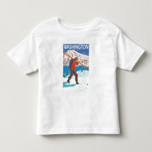 Skier Carrying Snow Skis - Washington Toddler T-Shirt