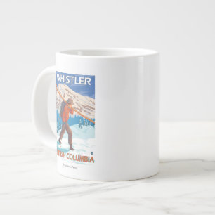Skier Carrying Snow Skis - Whistler, BC Canada Large Coffee Mug
