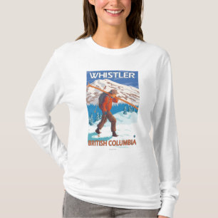 Skier Carrying Snow Skis - Whistler, BC Canada T-Shirt