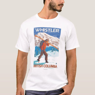 Skier Carrying Snow Skis - Whistler, BC Canada T-Shirt