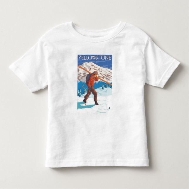 Skier Carrying Snow Skis - Yellowstone Nat'l Toddler T-Shirt (Front)