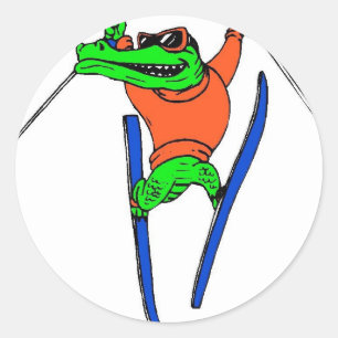 Skier Classic Round Sticker