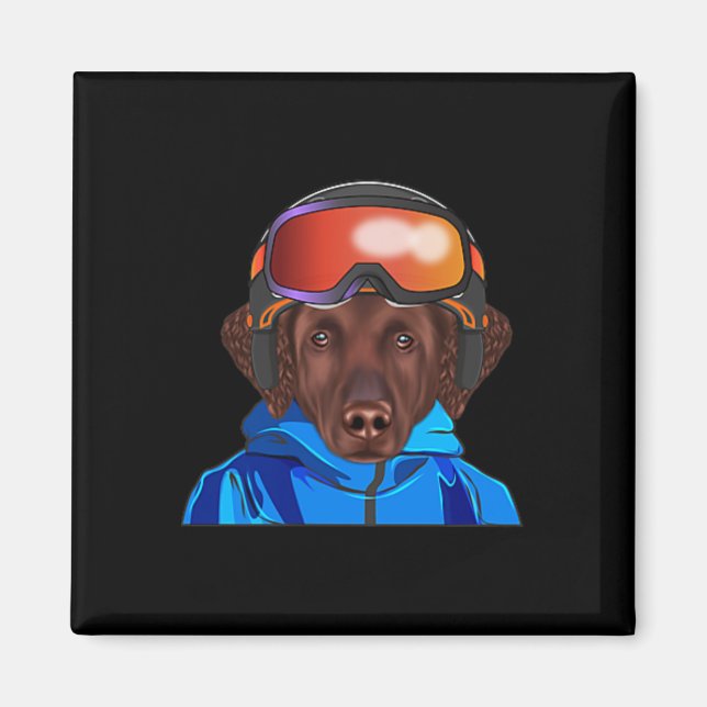 Skier Curly-coated Retriever Snowboarding Pocket  Magnet (Front)