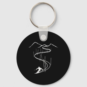 Skier Downhill Ski Racing Skiing Slalom Ski Lift Key Ring