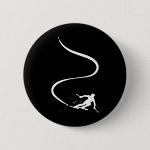 Skier Downhill Skiing Mountains Ski Sport Skier Sk 6 Cm Round Badge