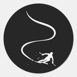 Skier Downhill Skiing Mountains Ski Sport Skier Sk Classic Round Sticker