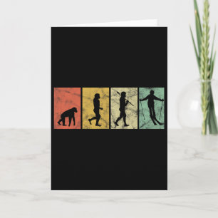 Skier Evolution Of Man Skiing Ski Funny Retro Vint Card