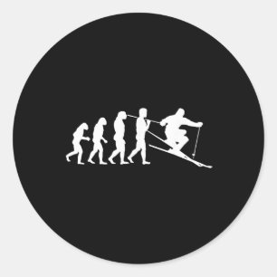 Skier Evolution Ski Skiing Gift Winter Sport Classic Round Sticker