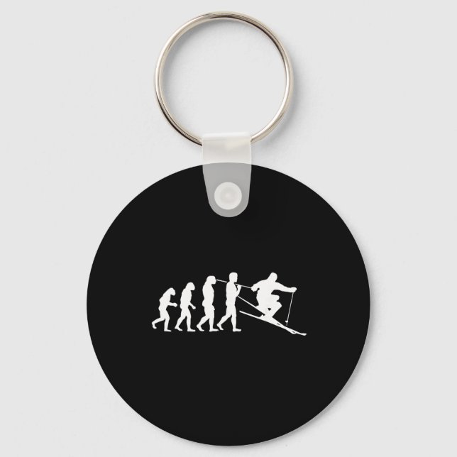 Skier Evolution Ski Skiing Gift Winter Sport  Key Ring (Front)
