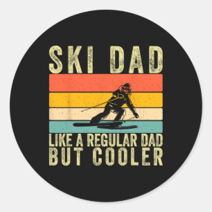 Skier Father Skiing Design Father Day For Ski Dad Classic Round Sticker