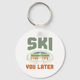 Skier Funny Ski You Later Winter Skiing  Key Ring