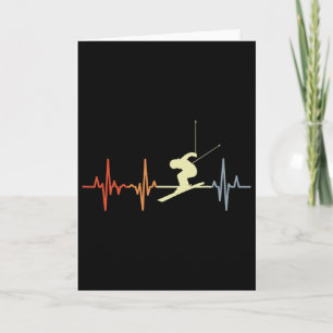 Skier Heartbeat Vintage Skiing Lover Extreme Sport Card