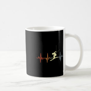 Skier Heartbeat Vintage Skiing Lover Extreme Sport Coffee Mug