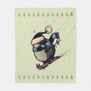 Skier hedgehog fleece blanket
