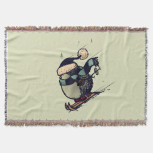 Skier hedgehog throw blanket