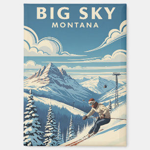 Skier in Big Sky Montana Travel Magnet