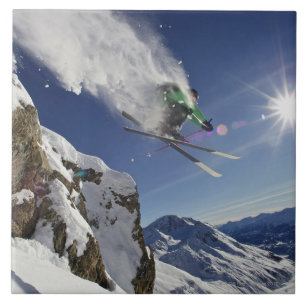 Skier in Midair Tile