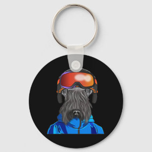 Skier Kerry Blue Terrier Snowboarding Pocket Key Ring