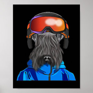 Skier Kerry Blue Terrier Snowboarding Pocket  Poster
