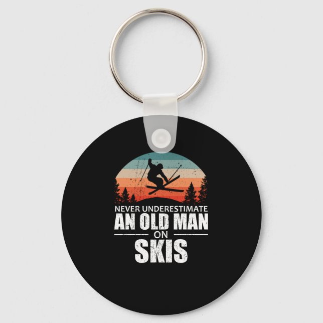 Skier Never Underestimate An Old Man On Skis Key Ring (Front)