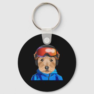 Skier Norfolk Terrier Snowboarding Dog  Key Ring