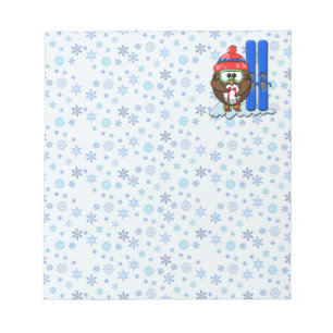 skier owl notepad