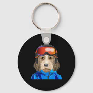 Skier Petit Bet Griffon Vendeen Snowboarding Dog Key Ring