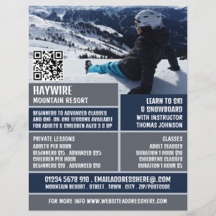 Skier Portrait, Ski/Snowboarding Lessons/Classes Flyer