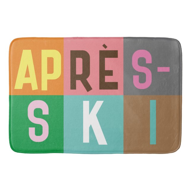 Skier Retro Après Ski Colour Blocks  Bath Mat (Front)