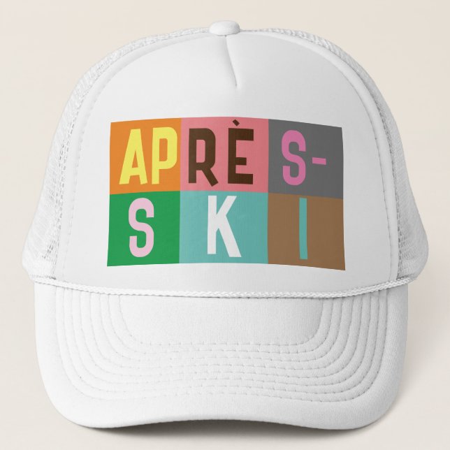 Skier Retro Après Ski Colour Blocks   Trucker Hat (Front)