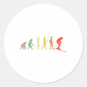 Skier Retro Skiing Ski Downhill Winter Sport Enthu Classic Round Sticker