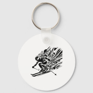 Skier Riding In The Snow Image Skiing Design Ski D Key Ring