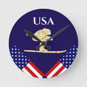 SKIER ROUND CLOCK