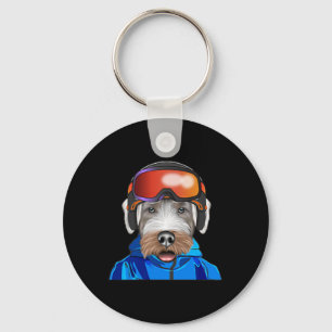 Skier Sealyham Terrier Snowboarding Pocket Key Ring