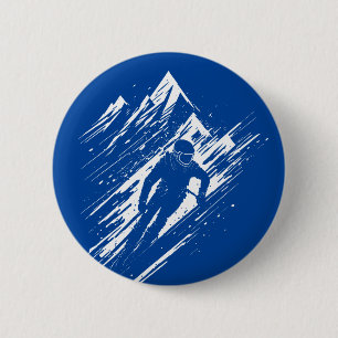 Skier Silhouette Graphic Art 6 Cm Round Badge