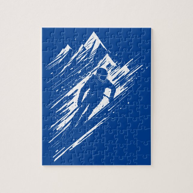 Skier Silhouette Graphic Art Jigsaw Puzzle (Vertical)