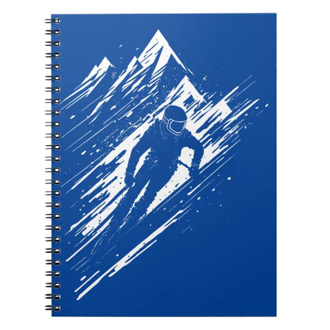 Skier Silhouette Graphic Art Notebook (Front)