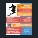 Skier Silhouette, Ski/Snowboarding Lessons/Classes Flyer<br><div class="desc">Skier Silhouette,  Ski/Snowboarding Lessons/Classes Advertising Flyers By The Business Card Store.</div>
