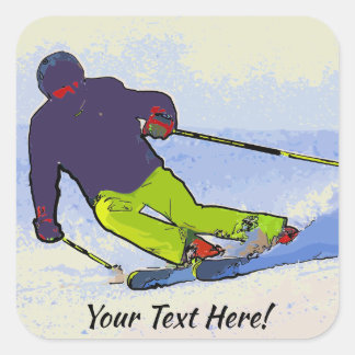 Skier Silhouette Square Sticker
