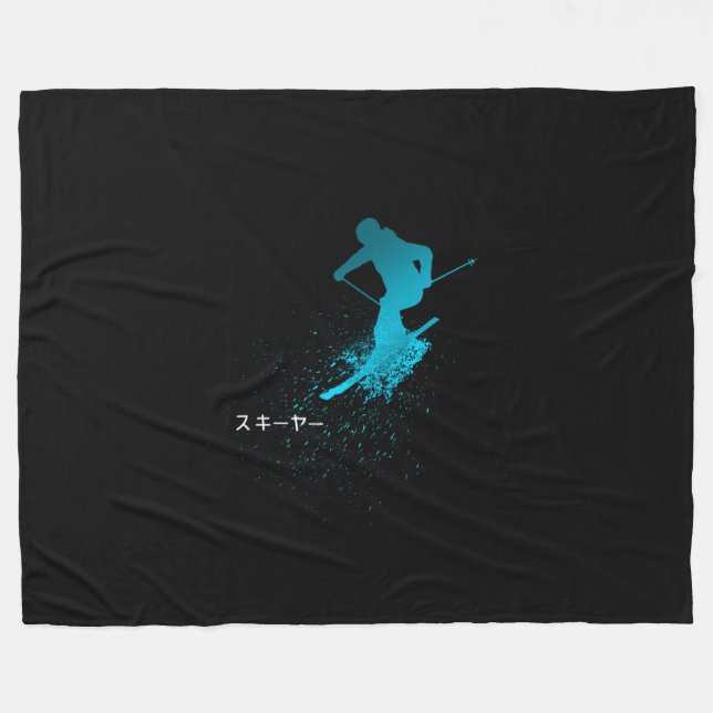 Skier, Ski, Japanese Fleece Blanket (Front (Horizontal))