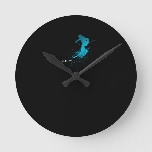 Skier, Ski, Japanese Round Clock (Front)
