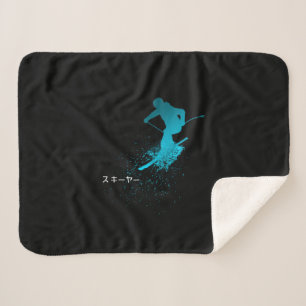 Skier, Ski, Japanese Sherpa Blanket