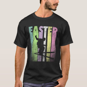 Skier Ski Snow Skiing Happy Easter Vintage Retro S T-Shirt
