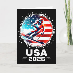 Skier Ski Usa Team 2026 Skiing American Flag Women Card